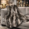 Dark Faux Fur Throw | Luxury Striped Fur Throw | Dark Chinchilla