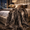 Dark Faux Fur Throw | Luxury Striped Fur Throw | Dark Chinchilla