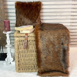 Fox Fur Faux Throw Blanket | Long Hair Brown Fur Throw | Raynard