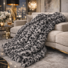 Leopard Print Faux Fur Throw | Animal Print Fur Throw | Grey Leopard