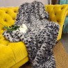 Leopard Print Faux Fur Throw | Animal Print Fur Throw | Grey Leopard