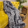 Grey Leopard Faux Fur Throw | Large Fur Throw | Animal Bed Throw