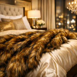 Red Fox Faux Fur Blanket | Long Haired Faux Fur Throws | Fur Bedspread