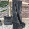 Grey Fur Blanket | Large Grey Fur Bed Throw | Grey Fur Throw UK