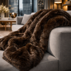 Bison Brown Faux Fur Throws | Large Fur Bedspreads and Sofa Throws