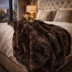 Brown Faux Fur Throw | Brown Fur Blanket | Brown Bison Fur Throw Blanket