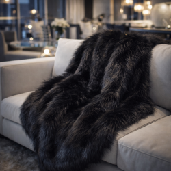 Black Bear Faux Fur Throw| Large Black Faux Fur Bedspread and Blankets