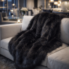 Couverture en fausse fourrure d'ours noir | Grand couvre-lit et couvertures en fausse fourrure noire