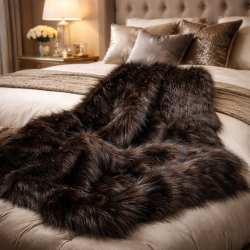 Couverture en fausse fourrure ours brun | Grande couverture en fausse fourrure | Couvertures en fausse fourrure brune
