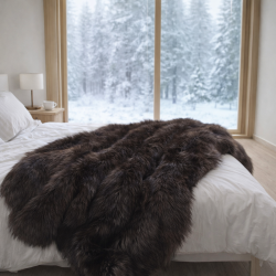 Brown Fur Throw | Brown Faux Fur Blanket | Brown Bear Fur Throw