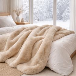 Beige Faux Fur Throw | Faux Pelt Blanket | Richmond Almond Fur Throw