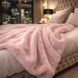 Jeté en fausse fourrure rose Richmond | Grande couverture en fausse fourrure | Couvre-lit rose pâle