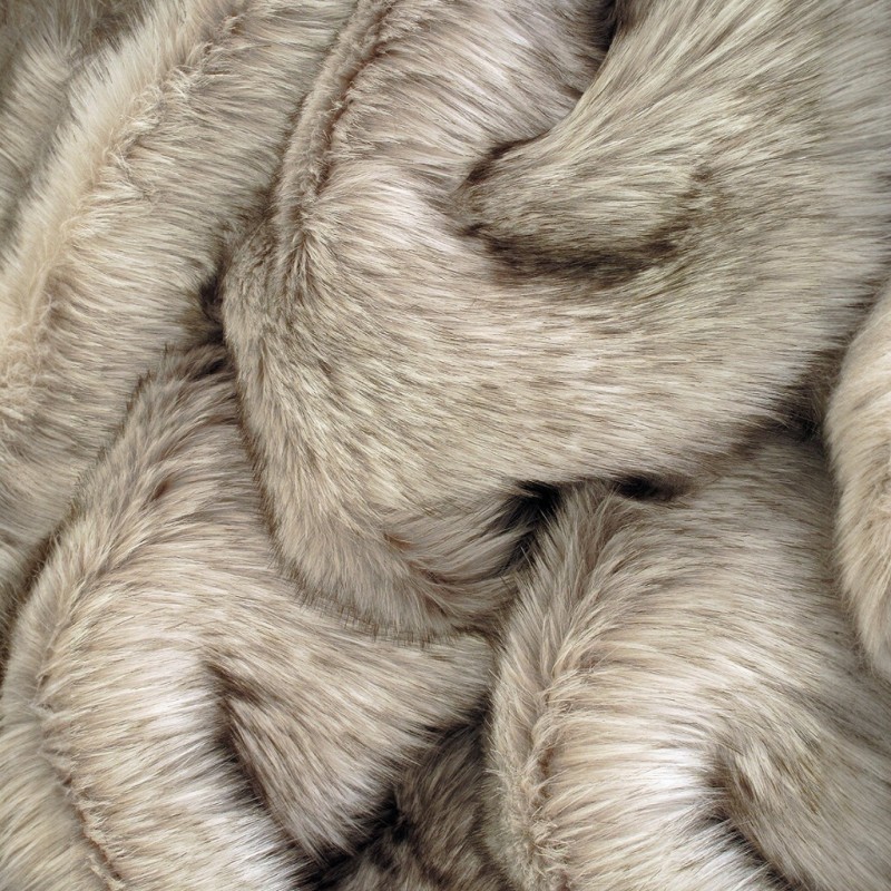 Beige Faux Fur Throw | Large Faux Fur Throw | Tundra Wolf Fur Throw