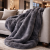 Couverture en fausse fourrure Richmond Graphite | Grande couverture en fausse fourrure | Couvre-lit gris
