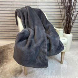 Gray Faux Fur Throw | Grey Fur Blanket | Richmond Graphite Throw
