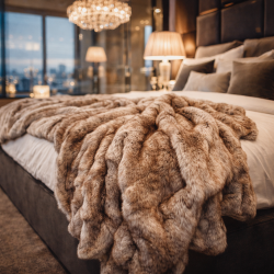 Faux Fur Blanket | Fake Fur Throw | Large Faux Fur Throw | Groundhog
