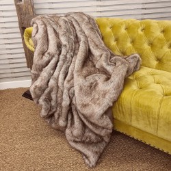 Groundhog Faux Fur Throw | Large Faux Fur Throws | Brown Sofa Throws