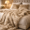 Plaid en fausse fourrure camel | Couvre-lit en fausse fourrure beige | Plaid en fourrure à poils longs