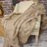 Plaid en fausse fourrure camel | Couvre-lit en fausse fourrure beige | Plaid en fourrure à poils longs