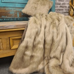 Plaid en fausse fourrure camel | Couvre-lit en fausse fourrure beige | Plaid en fourrure à poils longs