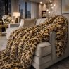 Golden Leopard Faux Fur Throw | Leopard Fur Throw | Animal Print Throw