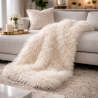 Mongolian Fur Blanket | Faux Sheepskin Throw | Cream Fur Throw