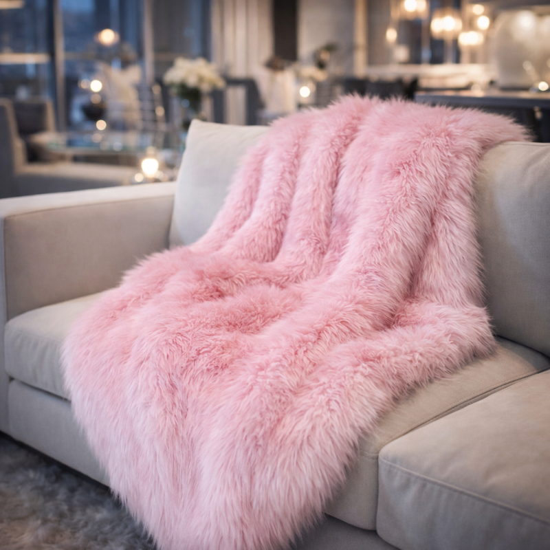 Pink Faux Fur Throw | Pink Fur Throw | Pink Fake Fur Throw