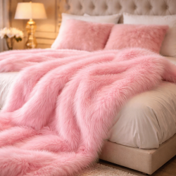 Pink Faux Fur Throw | Pink Fur Throw | Pink Fake Fur Throw