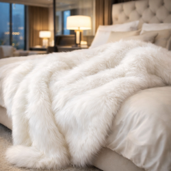 Deluxe Polar Faux Fur Throw | Luxury Cream Faux Fur Throws and Blankets