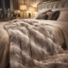Plaid en fausse fourrure à motif renne | Couvre-lits en fausse fourrure rayée | Couvertures à motif renne