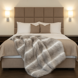 Plaid en fausse fourrure à motif renne | Couvre-lits en fausse fourrure rayée | Couvertures à motif renne