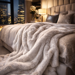 Silver Faux Fur Throw | Silver Fox Fur Blanket | Luxury Fur Bedspread