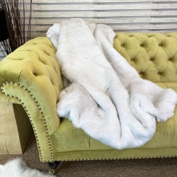 Silver Faux Fur Throw | Silver Fox Fur Blanket | Luxury Fur Bedspread