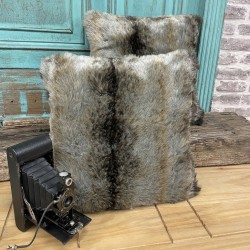Faux Fur Cushion Grey Wolf | Wolf Fur Pillows | Grey Fur Cushion Cover