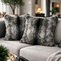 Faux Fur Scatter Cushions | Fur Sofa Cushions | Striped Fur Cushions
