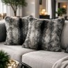 Black Wolf Faux Fur Cushions | Black Striped Fur Cushion Covers