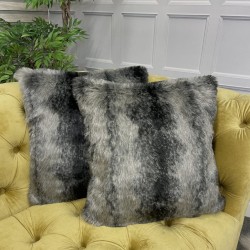 Faux Fur Scatter Cushions | Fur Sofa Cushions | Striped Fur Cushions