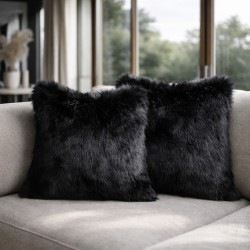 Black Faux Fur Cushion | Black Cushion Covers | Black Fur Pillows