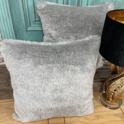 Grey Faux Fur Cushions | Grey Cushions | Ash Grey Fur Scatter Cushions