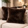 Rich Dark Brown Bison Faux Fur Cushion Covers | Brown Fur Cushions