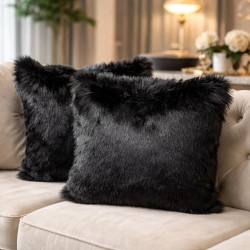Faux Fur Cushion Black Bear | Black Fur Pillow | Black Fur Cushions