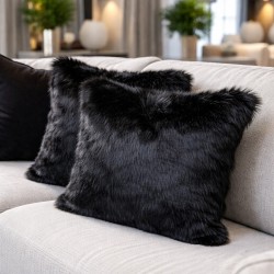 Faux Fur Cushion Black Bear | Black Fur Pillow | Black Fur Cushions