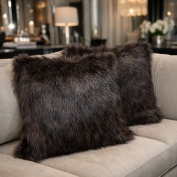 Faux Fur Cushions | Brown Cushion Covers | Brown Bear Fur Sofa Cushions
