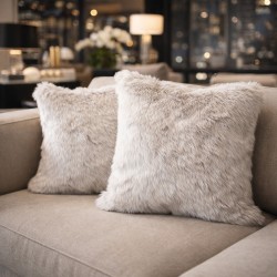 Beige Cushion Covers | Beige Faux Fur Cushions | Richmond Almond Cushions
