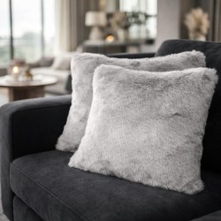 Faux Fur Cushions Richmond Taupe | Taupe Fur Pillows | Pale Grey Cushions