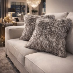 European Wolf Fur Cushion Covers | Long-Haired Fur Cushions and Pillows
