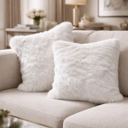 Silver Fox Faux Fur Cushions | Fox Fur Pillows | Grey Sofa Cushions