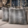 Opossum Stripe Faux Fur Cushion | Grey Fur Pillow | Striped Fur Cushion