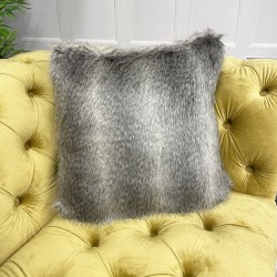 Opossum Stripe Faux Fur Cushion | Grey Fur Pillow | Striped Fur Cushion