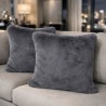 Richmond Graphite Fur Cushions | Grey Fur Pillows | Grey Sofa Cushions